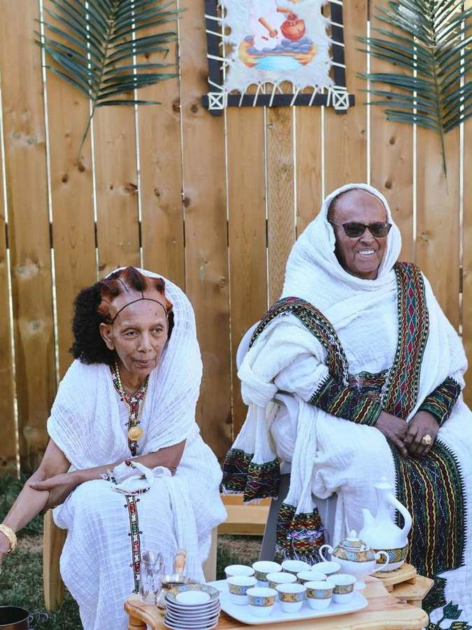 Elders seated for the coffee ceremony